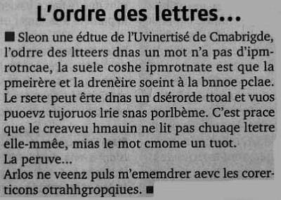 L'ordre des lettres...